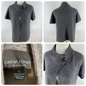 Cynthia Rowley Gr. S grau KASCHMIR S/S vorne offen Crop Pullover mit Oberteil Knopf SB2 - Bild 1 von 9
