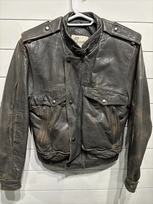 Vintage Bermans Cafe Racer Motorcycle Leather Bomber Jacket Liner Mens Small Vtg - Изображение 1 из 4