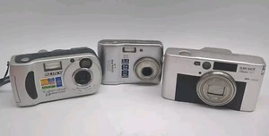 Lot Of 3 Sony Nikon Canon Cameras Coolpix L3 Sure Cyber Shot Classic 120 Dsc-p31 - Picture 1 of 10