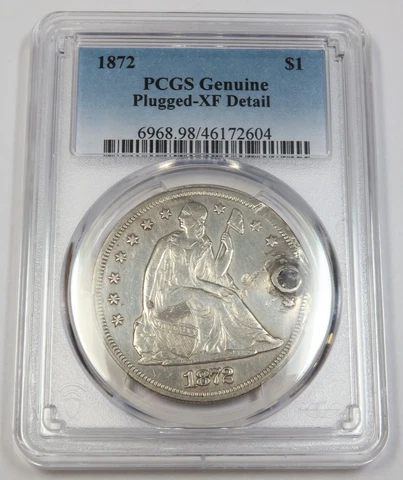 1872 PCGS XF Detail | Silver Seated Liberty Dollar - $1 US Coin #41574A Cover