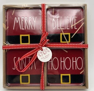 Rae Dunn Christmas Coasters 4 Merry/Santa/Ho Ho/ Believe. NIB Cute! - Picture 1 of 10