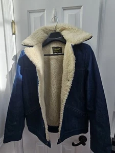 Vintage Wrangler Wrange Coat  Sherpa Lined Denim Western Jacket Men's Large USA - Picture 1 of 14