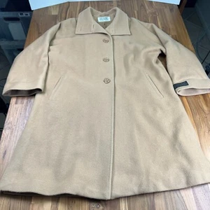 VTG BIlL BLASS Long Italian Wool Cashmere Tan Camel Coat Jacket Women’s Sz 14 - Picture 1 of 14