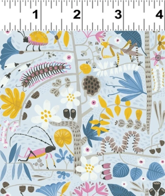 Clothworks Jungle Jive by Asa Gilland Y3113 5 Light Grey Insects Cotton - Image 1 of 1