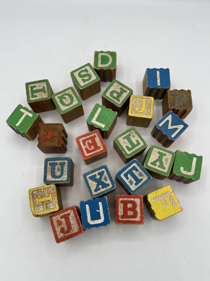Vintage Alphabet And Some Animal Toy Blocks 24 Misc Blocks - Image 1 of 4