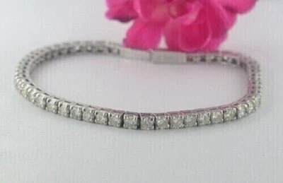 Round Cut Lab Created Diamond Women Tennis Bracelet 14K White Gold Plated - Image 1 of 3