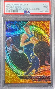 Nikola Jokic 2020 Panini Select Red/White/Orange Shimmer Nuggets NBA PSA 9