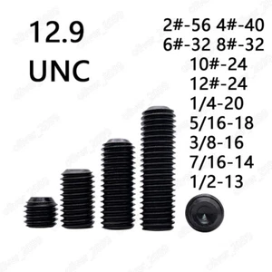 Black 12.9 Steel Hex Socket Set Screw Cup Point Grub Screws 2# 4# 6# 8# 10# 1/4 - Picture 1 of 6