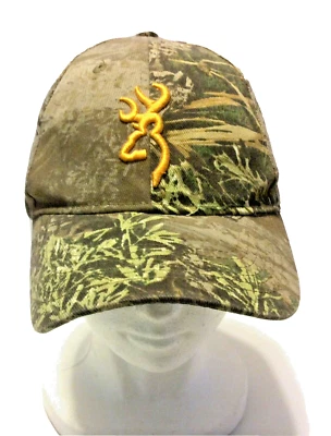 Browning Logo Strapback Hat Green Cameo Hunting Fishing Embroidered - Image 1 of 4