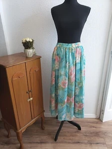 Vintage Annie Alexander Women Midi Floral Silky Lined Skirt  Size M - Picture 1 of 11