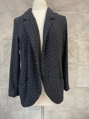 ELLE Women's Black Open Front Cardigan Polka Dot Long Sleeve Size M - Image 1 of 4