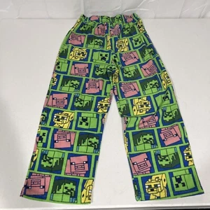 Minecraft Pajama Bottoms Boys Size 10 Green Creeper Zombie Pig Wolf Steve - Picture 1 of 5