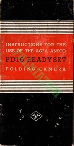Vintage Agfa Ansco PD16 Readyset Folding Camera Instructions (15 pages) - Picture 1 of 1