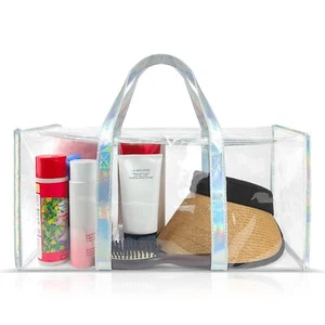 Feybaul Tote Bag for Women Clear Gym Bag PVC Beach Bag Sports Duffel Bag with - Picture 1 of 6