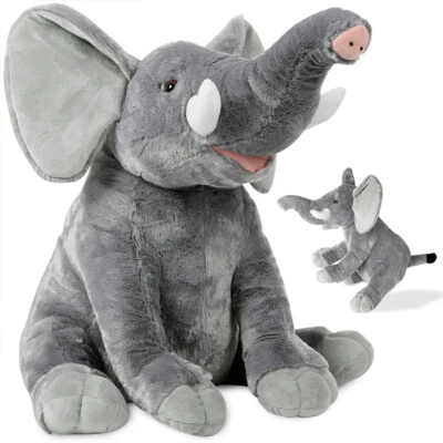 MONZANA XL Stofftier Plüschtier Kuscheltier Plüsch Elefant Kinder Spielzeug 90cm Grau
