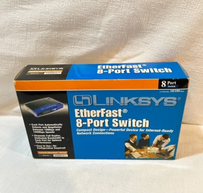 10/100 8-Port Switch Dedicated Bandwidth  EZXS88W  Cisco Linksys - Image 1 of 4