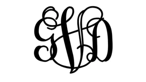 Monogramm Autoaufkleber groß - 3 Buchstaben zusammen verzinkt - 11 Zoll breit  - Bild 1 von 1