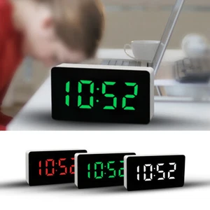 Digital LED Screen Mirror Alarm Clock Display Temperature Snooze Table USB Clock - Picture 1 of 15