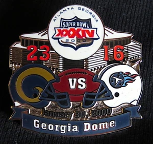 SUPER BOWL 34 ~ ST LOUIS RAMS / TITANS Final Score LAPEL PIN Willabee Ward XXXIV - Picture 1 of 1