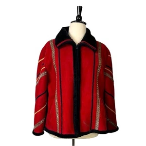 Tally Ho Winter Coat Faux Suede Fur Lined Heavy Black Orange Women’s Size XL - Picture 1 of 14