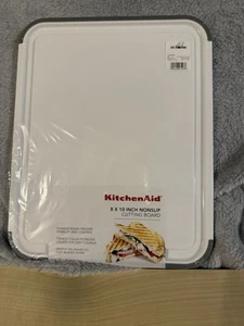 KitchenAid 8X10 Nonslip Cutting Board Solid White Trench Dishwasher Safe - Picture 1 of 8