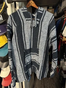 Mexican Poncho Baja Hoodie Surfer Skater Drug Rug Pullover Made in Mexico UNISEX - Picture 1 of 6