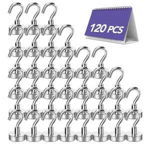 120 Pack Magnetic Hooks Heavy Duty 30lb Strong Hanging Neodymium E Bavite - Picture 1 of 5