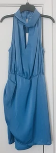 NWT Hello Molly Blue Satin Halter Dress Size M - Imagen 1 de 6