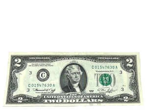U.S. 1976 $2 FEDERAL RESERVE NOTE, UNCIRCULATED, GEM, S/N C 01547630 A (#463) - Picture 1 of 2