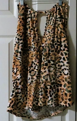 Top de natación Mynah Tankini talla 20W beige estampado animal halter Foto 1 de 4