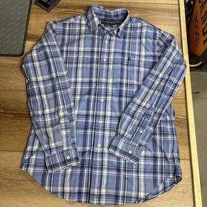 Camisa Ralph Lauren Para Hombre M Calce Clásico Cuadros Abotonados Algodón Azul - Imagen 1 de 6