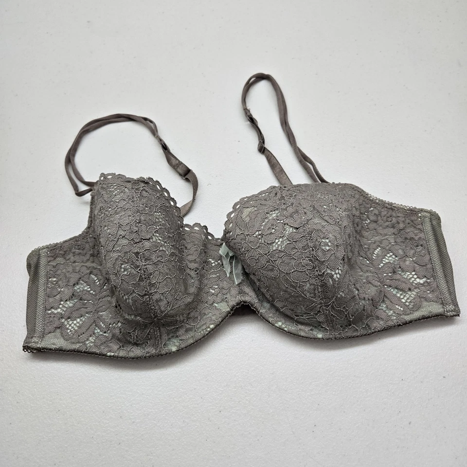 Btempt'd Women Bra 36D Taupe Floral Balconette Underwired Lace Strap - Image 1 of 4