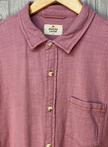 Marine Layer Men’s Maroon Long Sleeve Collared Button-Up Shirt Size M/L 15789 - Picture 1 of 8