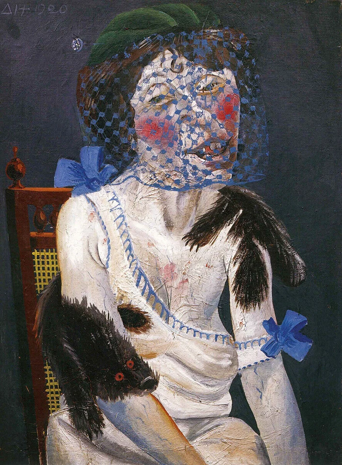 OTTO DIX LADY WITH MINK AND VEIL LARGE EXPRESSIONISM GICLEE PRINT FINE CANVAS - Image 1 of 1