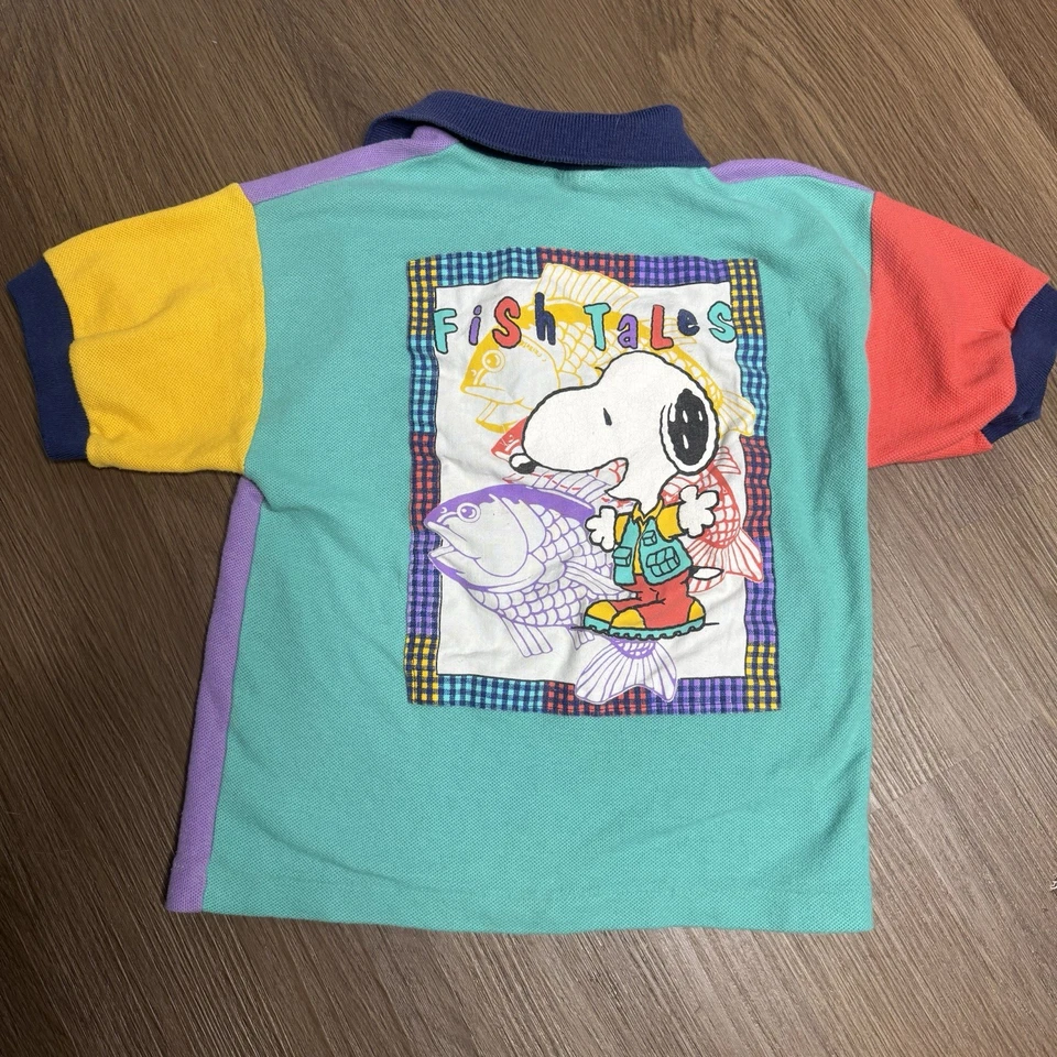 Camisa de béisbol vintage Baby Snoopy 18 meses años 90 polo cuentos de peces cuello de cacahuetes Foto 1 de 4