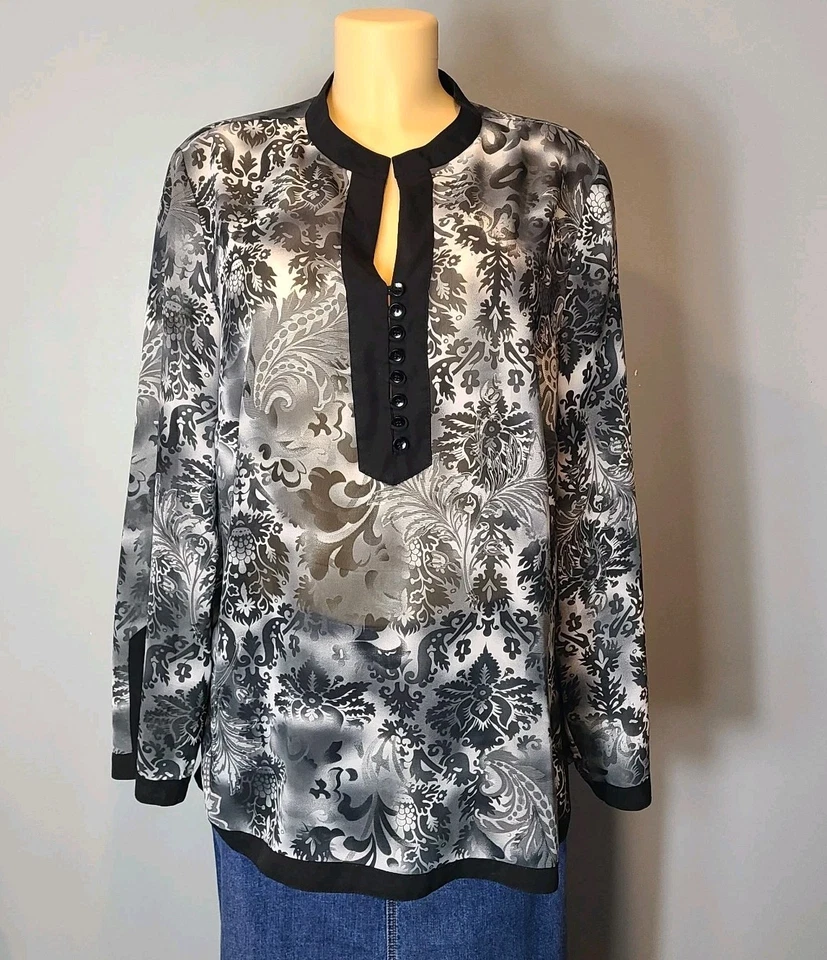 Vintage Y2K Chinese Style Blouse Cheongsam Qipao Top Sheer Size 1X Mandarin - Image 1 of 4