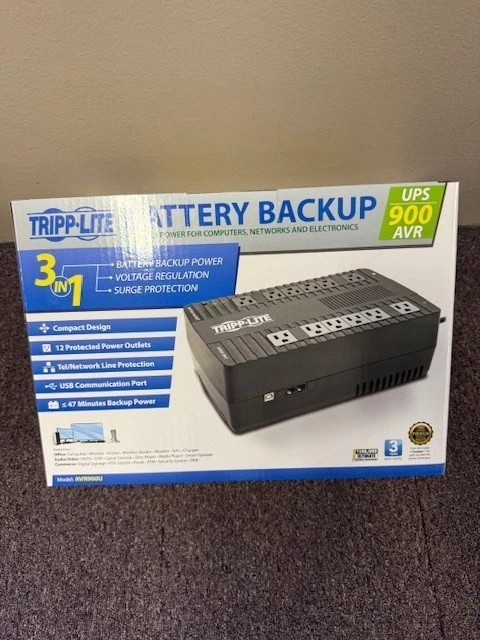 Eaton Tripp Lite Series UPS 900VA 480W Desktop Battery Back Up AVR 50/60Hz NEW - Image 1 of 1