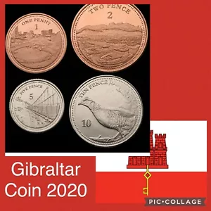 Gibraltar 🇬🇮4 Coins Set 1p 2p 5p 10p Small Change 2020 Marina Bridge Park Bird - Picture 1 of 7