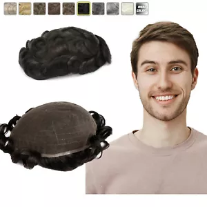 GEX Toupee For Men All Swiss Lace ToupeeHuman Hair Replacement System Hairpieces - Picture 1 of 19