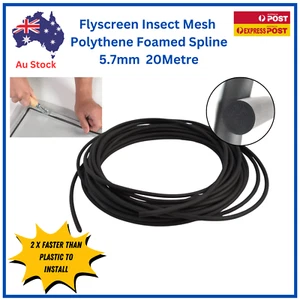 5.7mm x 20m Spline Polythene Foam Insect Flyscreen Mesh Windows Doors Caravans - Picture 1 of 4