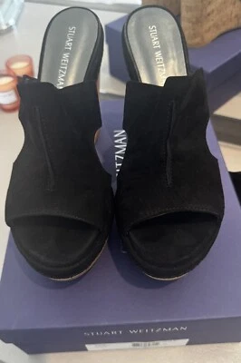 Stuart  Weitzman Ponte Cutout Wedge Suede Slide in 10.5M - Image 1 of 4