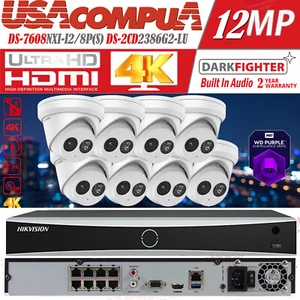 Hikvision 4K 8CH 12MP Security Camera System 4K PoE Turret DarkFigther W/ Audio - Picture 1 of 17