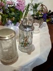 Glas Kristall Krug  Zinndeckel Wildschwein Auerhahn Jagd Fischen Geschenk