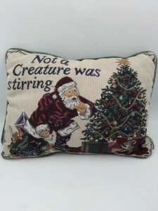 16x11 Christmas Not A Creature Stirring Pillow Santa - Picture 1 of 8