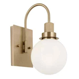 KICHLER 11.5 in. 1-Light Champagne Bronze Bathroom Wall Sconce w/ Opal Glass - Picture 1 of 12