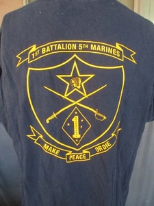 T-shirt vintage USMC 1/5 5th MARINES Black Unit PT, MAKE PEACE OR DIE, XL, maglietta - Foto 1 di 8