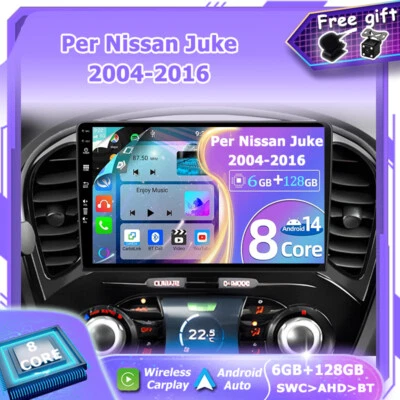 6G+128GB Android 14 Per Nissan Juke 2004-2016 Autoradio Navi GPS CarPlay AHD DSP - Imagen 1 de 4
