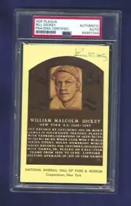 Bill Dickey New York Yankees Baseball HOFer Autographed Plaque Postcard PSA SLAB - Picture 1 of 1