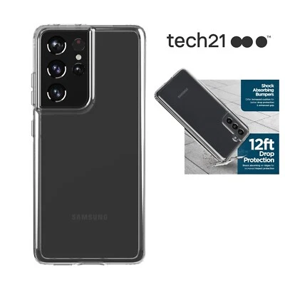 Tech21 Clear Case [ For Samsung Galaxy S21 Ultra ] Slim Shockproof Tough Cover - Image 1 of 4