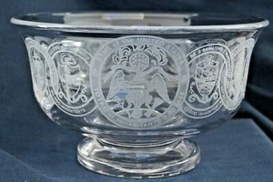 Vint. Continental Congress 1974 Bicentennial Etched Crystal Bowl, Jeweler Signed - Picture 1 of 6